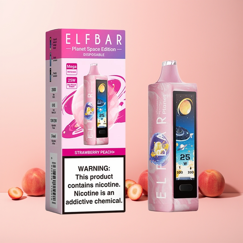 ELF BAR Planet 25000 Puffs Engangsdamper Norge Engros Jordbær Fersken 5% Nikotin 800mAh Mesh