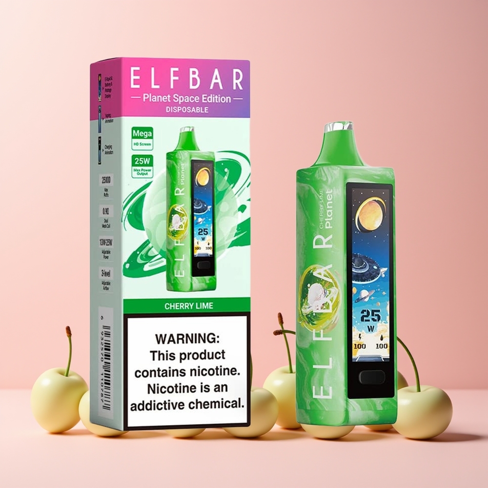 ELF BAR Planet 25000 Puffs Engros Norge Oppladbar 800mAh 18ml Mesh Kirsebær Lime