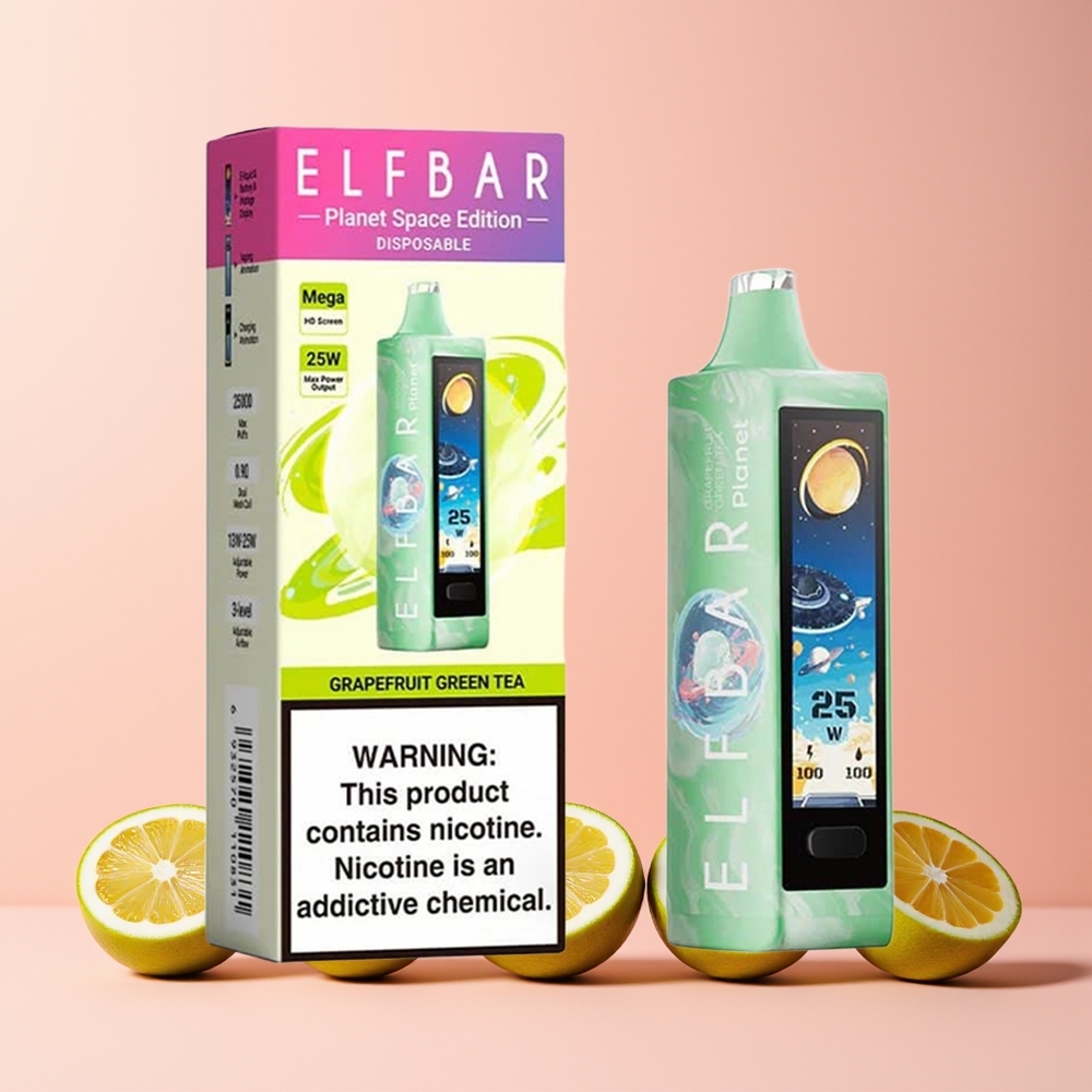 ELF BAR Planet 25000 Puffs Norge Engros 800mAh Mesh Sitron Te Grønn Engangs Vape