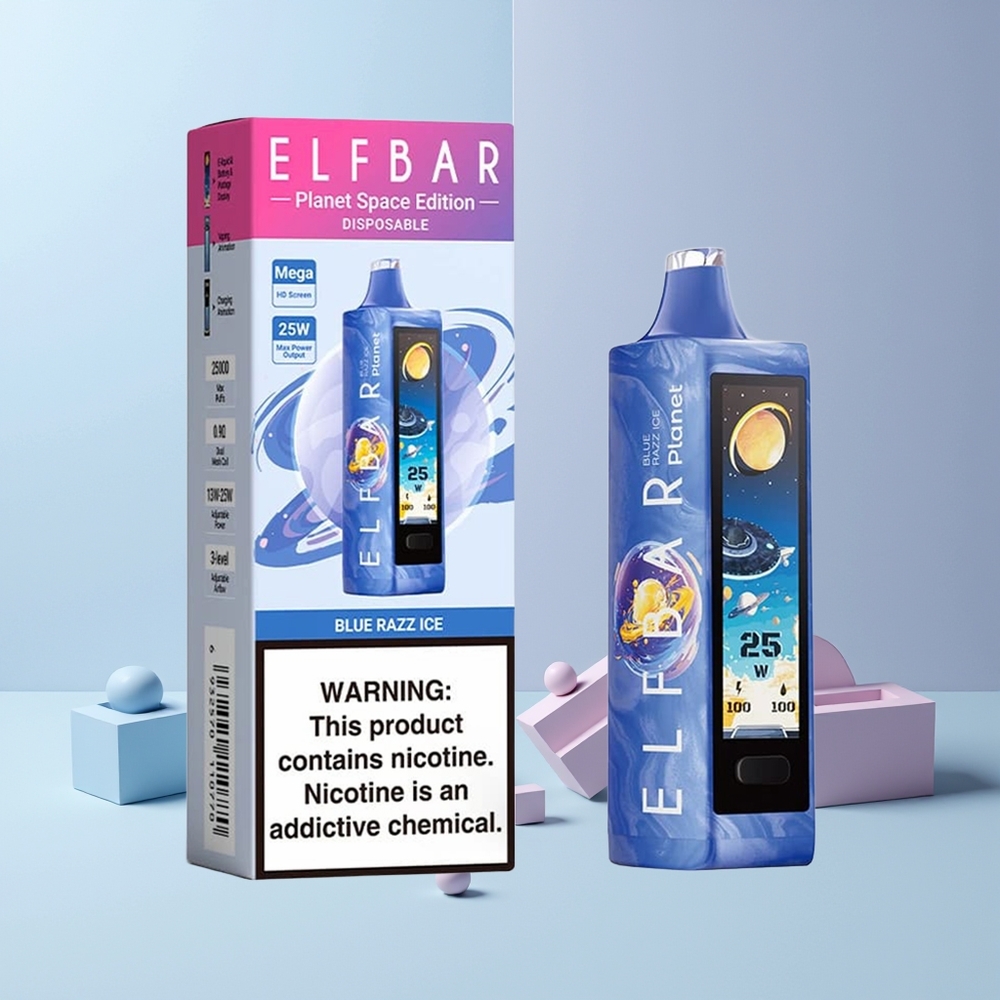 ELF BAR Planet 25000 Puffs Norge Engros Gjenoppladbar 800mAh Mesh Blå Bringebær Is