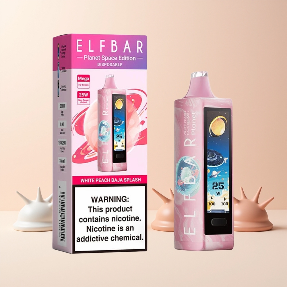 ELF BAR Planet 25000 Puffs Norge Engros Hvit Fersken Baja Splash Mesh 800mAh 18ml 50mg