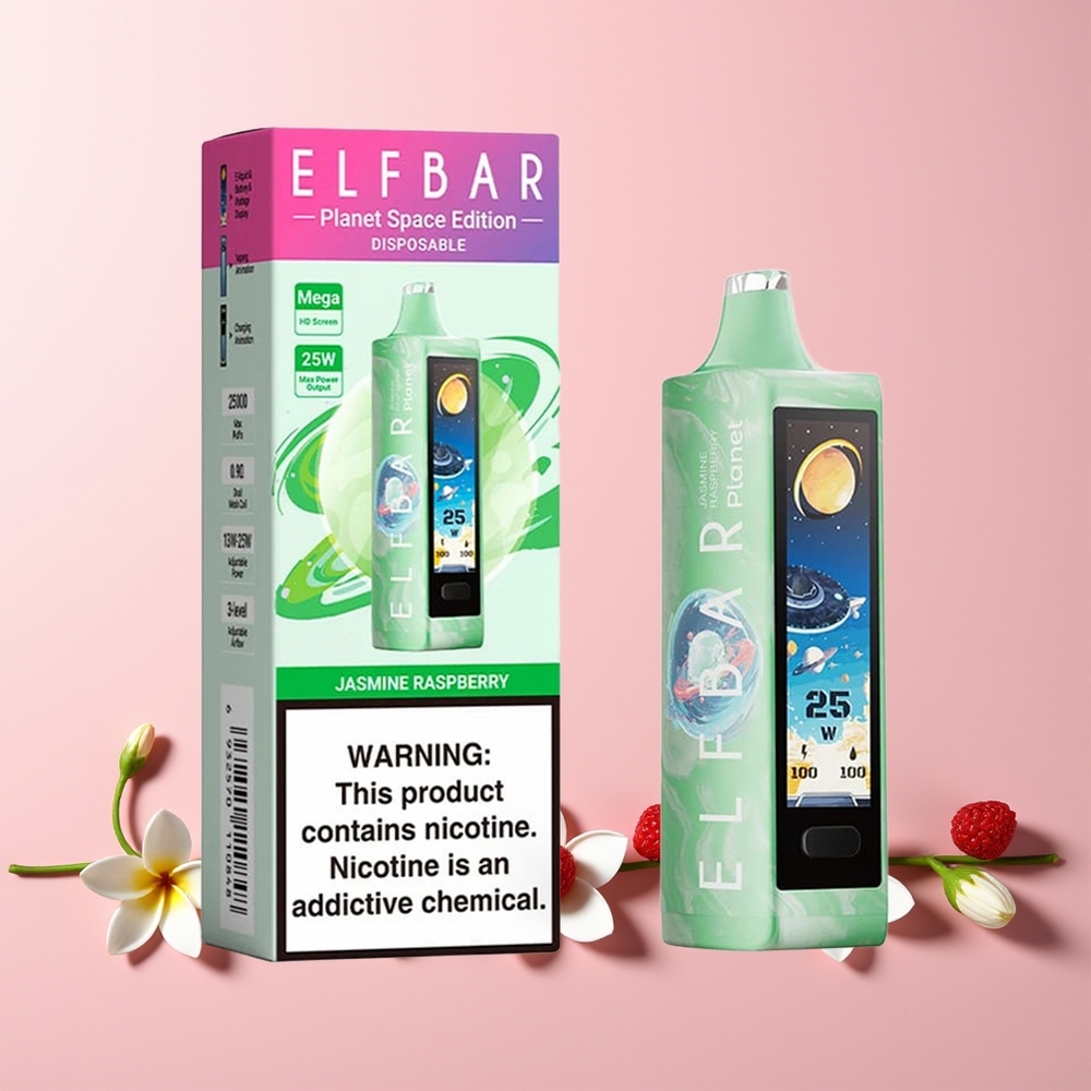 ELF BAR Planet 25000 Puffs Norge Engros Mesh 800mAh 18ml Jasmin Bringebær