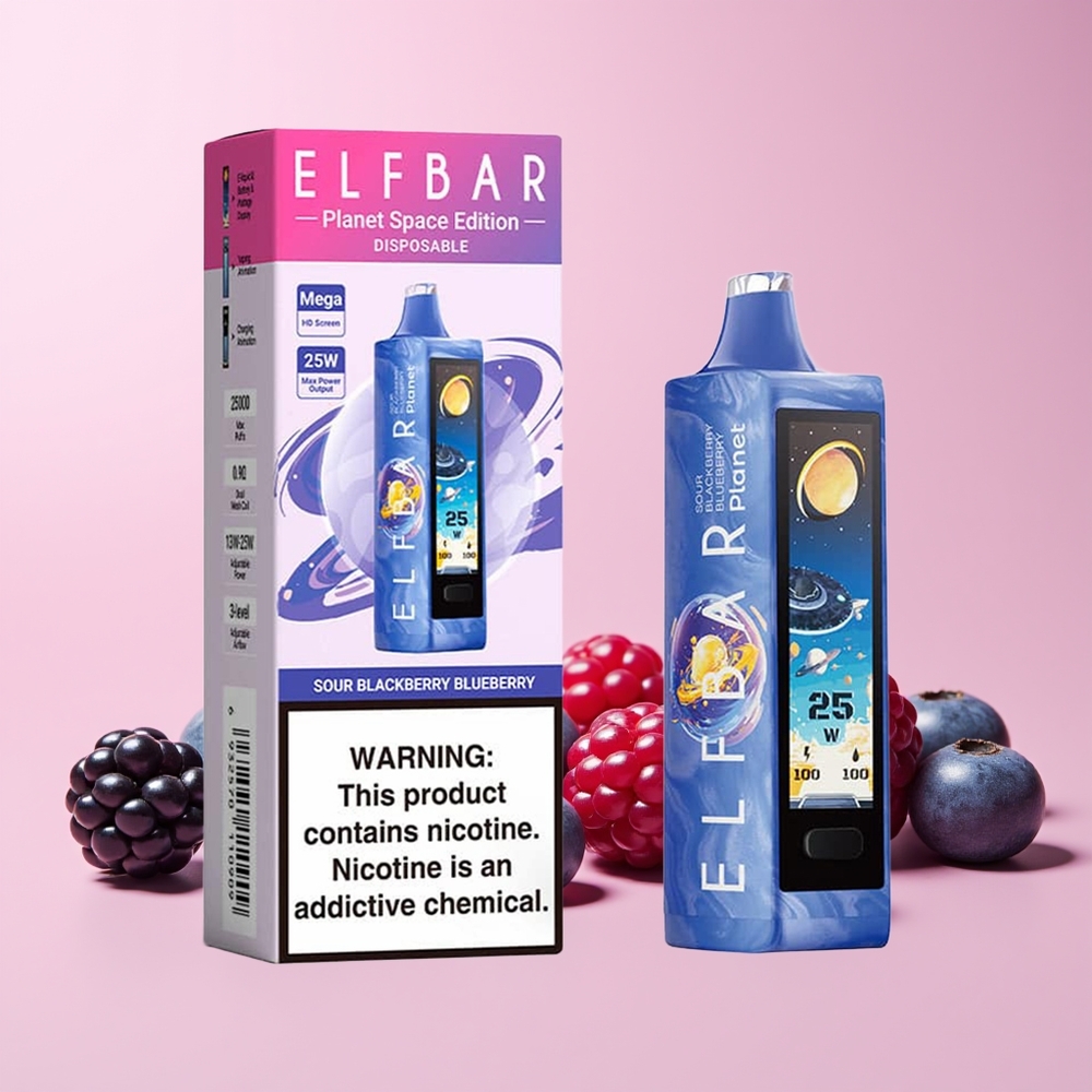 ELF BAR Planet 25000 Puffs Norge Engros Oppladbar 800mAh MESH Sure Blåbær og Bjørnebær