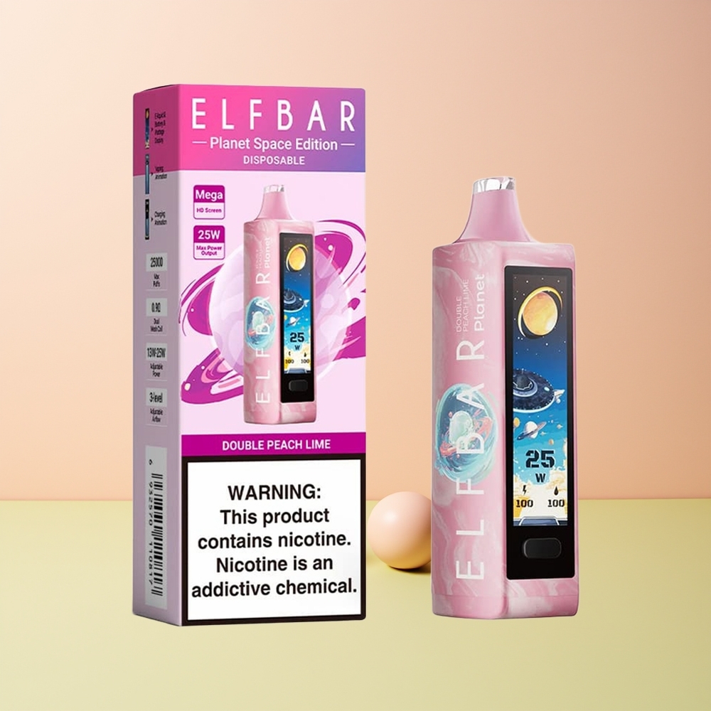 ELF BAR Planet 25000 Puffs Norge Engros Oppladbar 800mAh Mesh Dobbel Fersken Lime