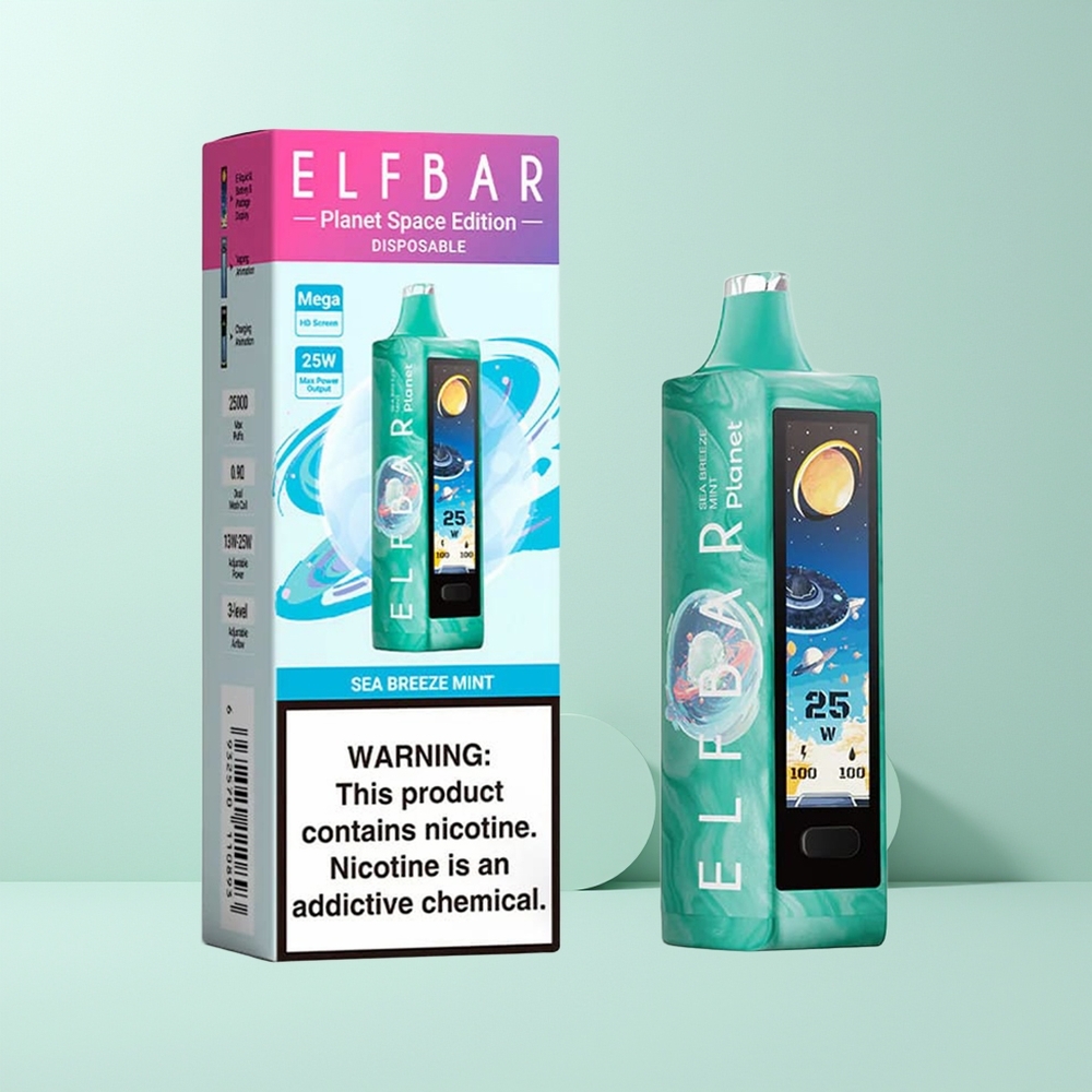 ELF BAR Planet 25000 Puffs Norge Engros Oppladbar Mesh 800mAh Havbris Mynte