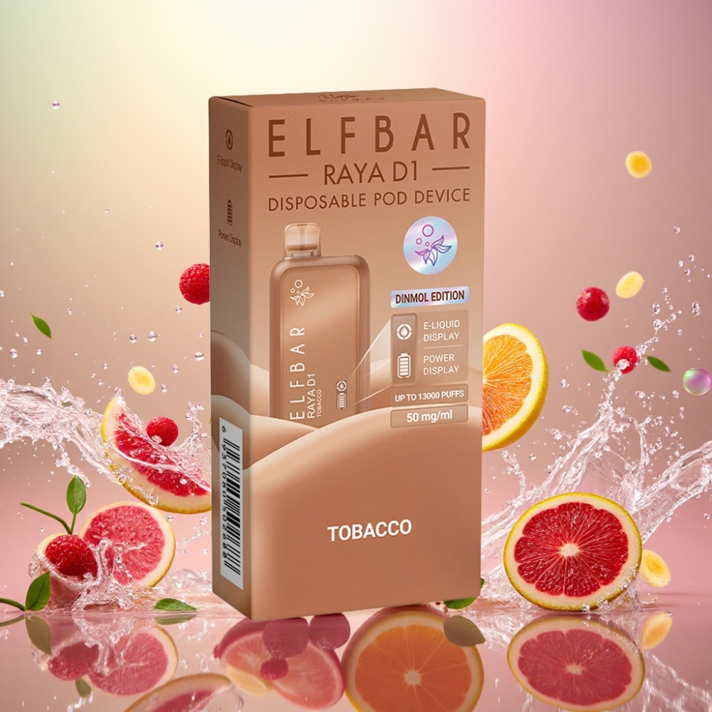 Elf Bar Raya D1 13000 Puffs Norge Engros 18ml 650mAh 50mg Tobakk