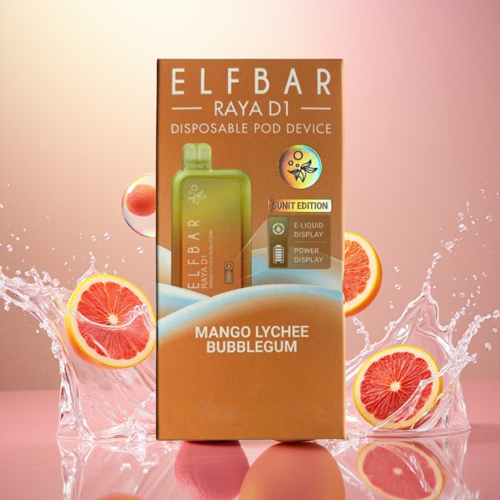 Elf Bar Raya D1 13000 Puffs Norge Engros 18ml 650mAh Mango Lychee Tyggegummi