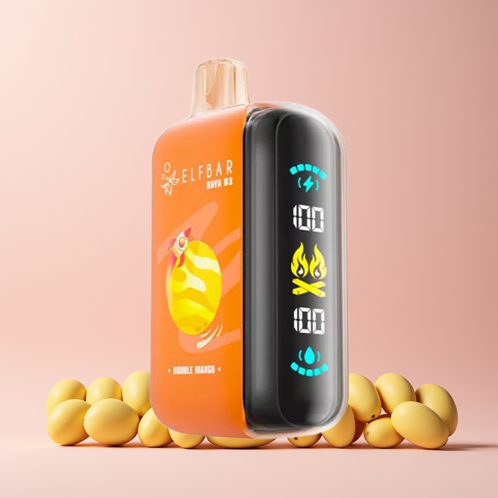 ELF BAR RAYA D3 25000 Puffs Engangs Vape Dobbel Mango Norge Engros 850mAh Type-C Skjerm