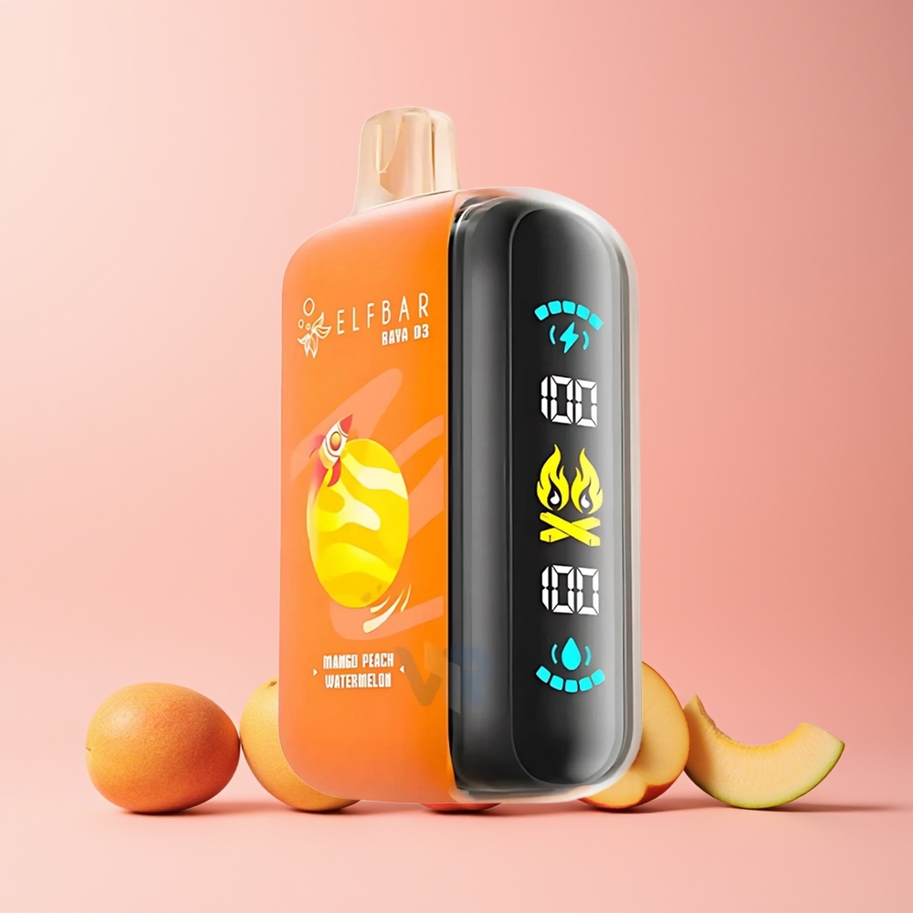 ELF BAR RAYA D3 25000 Puffs Norge Engros Oppladbar 850mAh Type-C Mango Fersken Vannmelon
