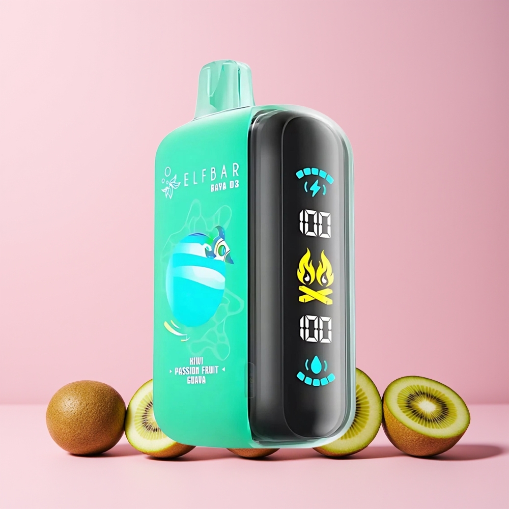 ELF BAR RAYA D3 25000 Puffs Norge Engros Oppladbar Kiwi Pasjonsfrukt Guava Type-C Skjerm 23ml