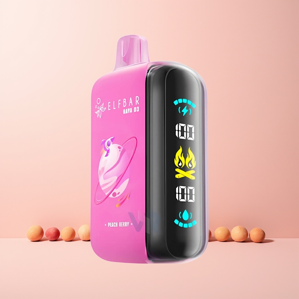 ELF BAR RAYA D3 25000 Puffs Norge Engros Oppladbar Type-C 23ml 5% Fersken Bær