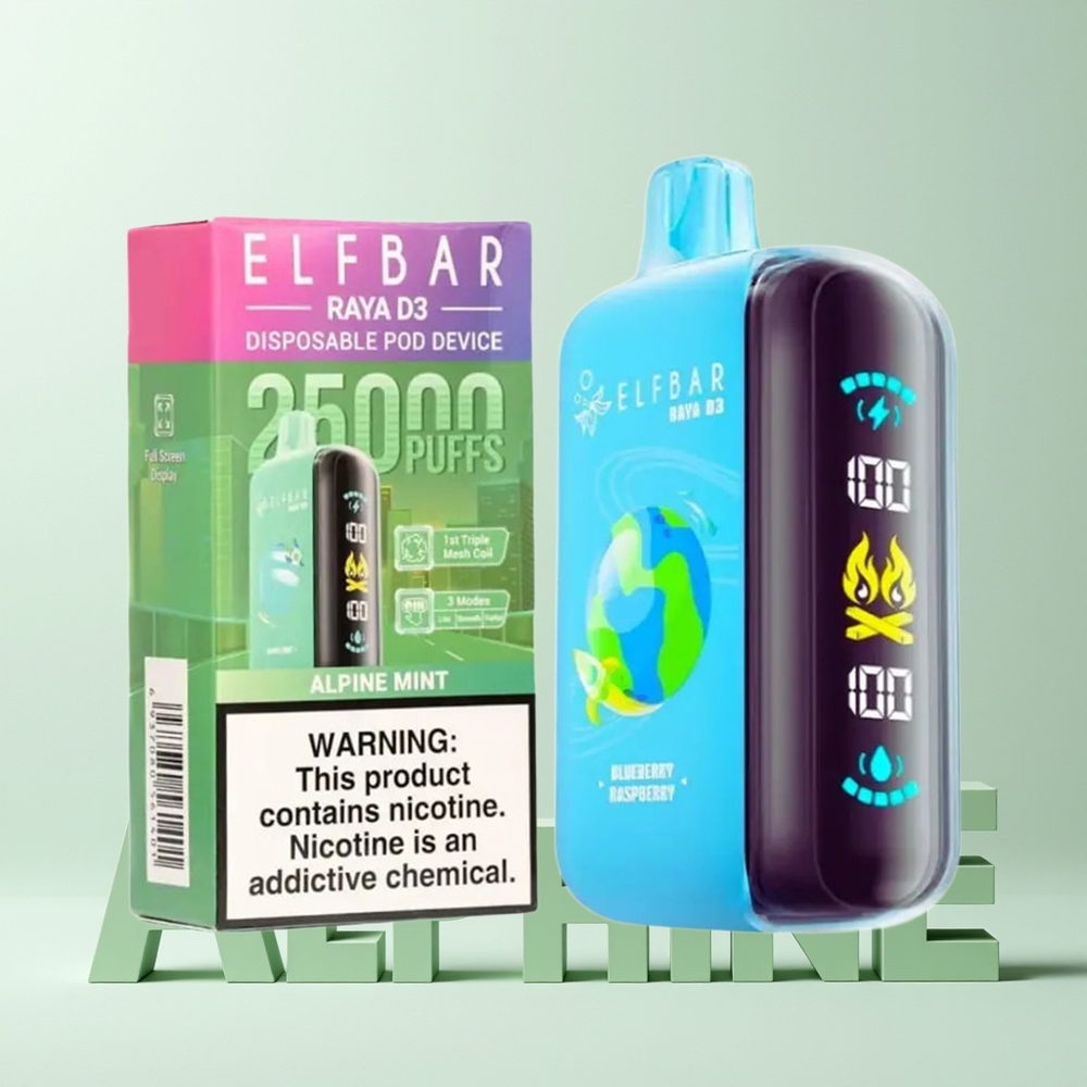 ELF BAR RAYA D3 25000 Puffs Norge Engros Oppladbar Type-C Alpin Mynte