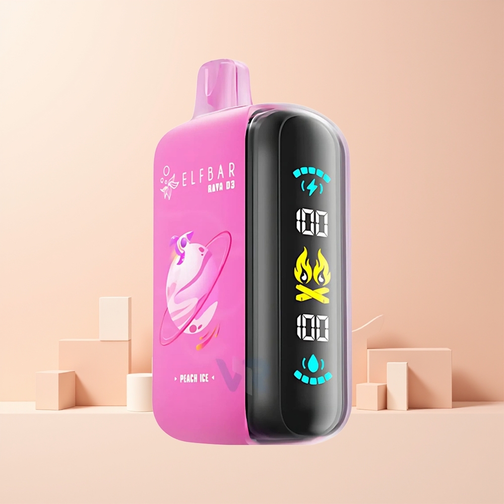 ELF BAR RAYA D3 25000 Puffs Norge Engros Oppladbar Type-C Stort Skjerm Fersken Is