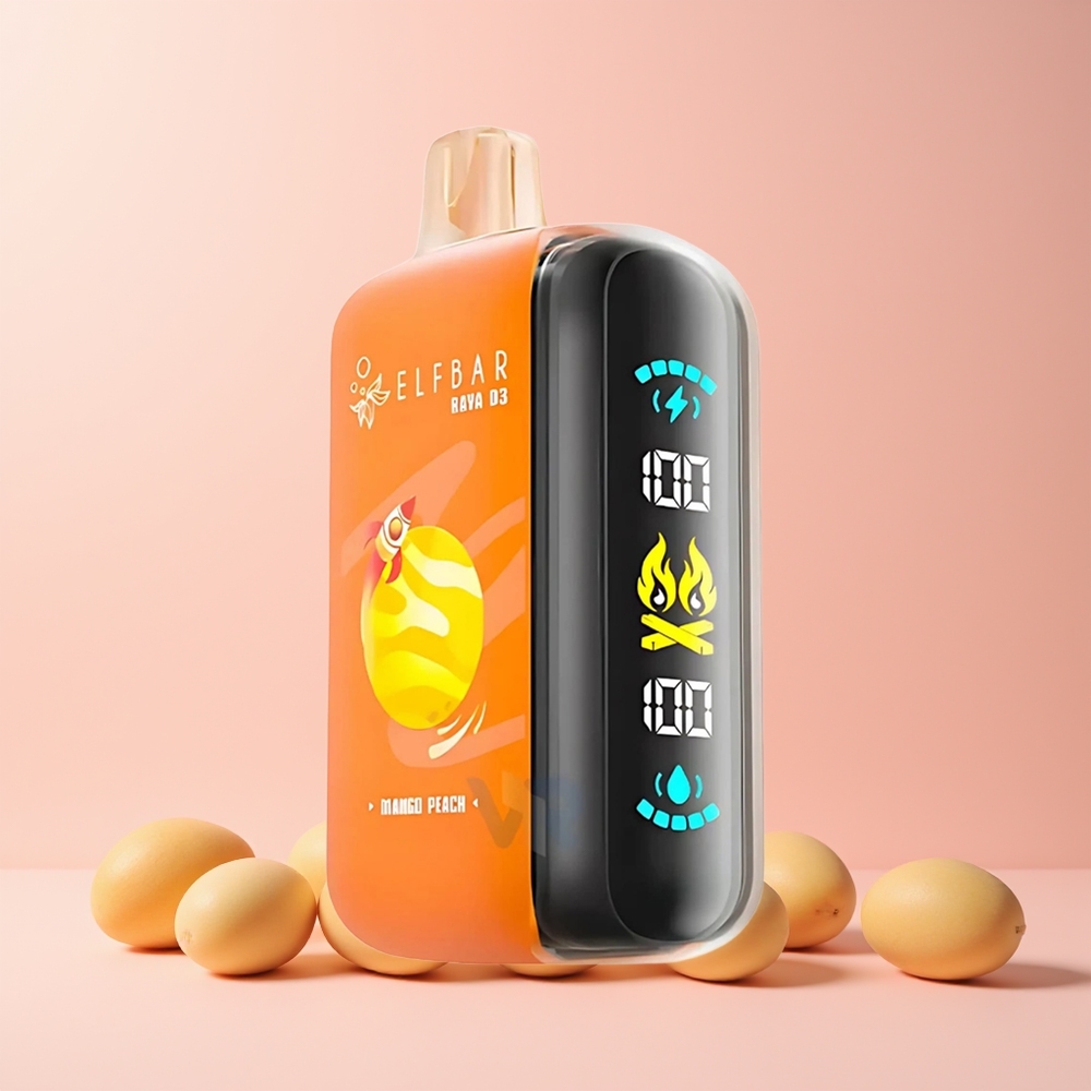 ELF BAR RAYA D3 25000 Puffs Oppladbar Type-C Skjerm Norge Engros Mango Fersken