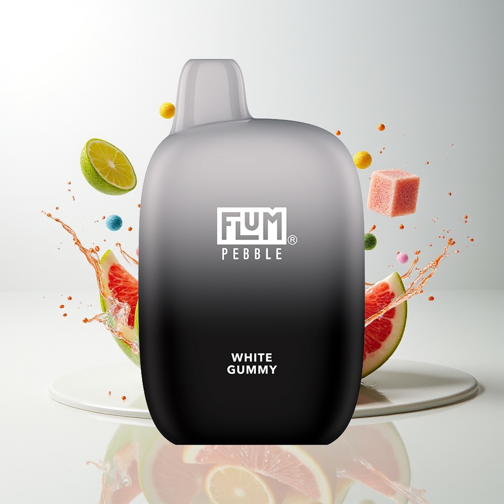 FLUM Pebble 6000 10ml 5% Mesh Coil Type-C Norge Engros Hvit Gummy