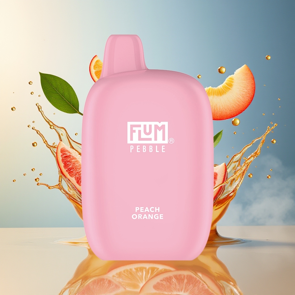 FLUM Pebble 6000 10ml 5% Nikotin 500mAh Mesh Coil Type-C Lademuligheter Norge Engros Fersken Appelsin