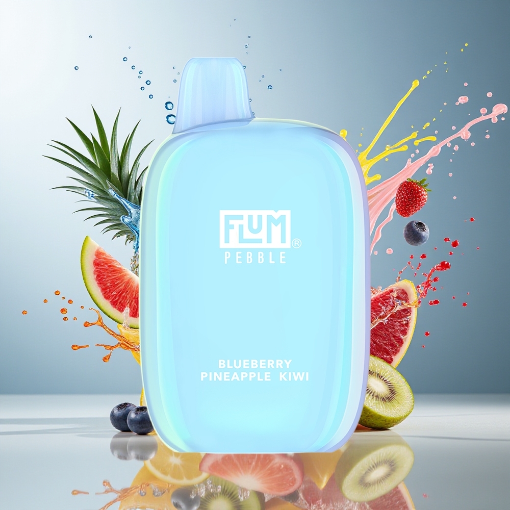 FLUM Pebble 6000 10ml 5% Nikotin 500mAh Type-C Lade Norge Engros Blåbær Ananas Kiwi