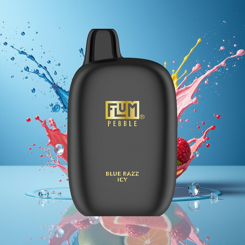 FLUM Pebble 6000 Norge Engros 10ml 5% 500mAh Mesh Blå Bringebær Is