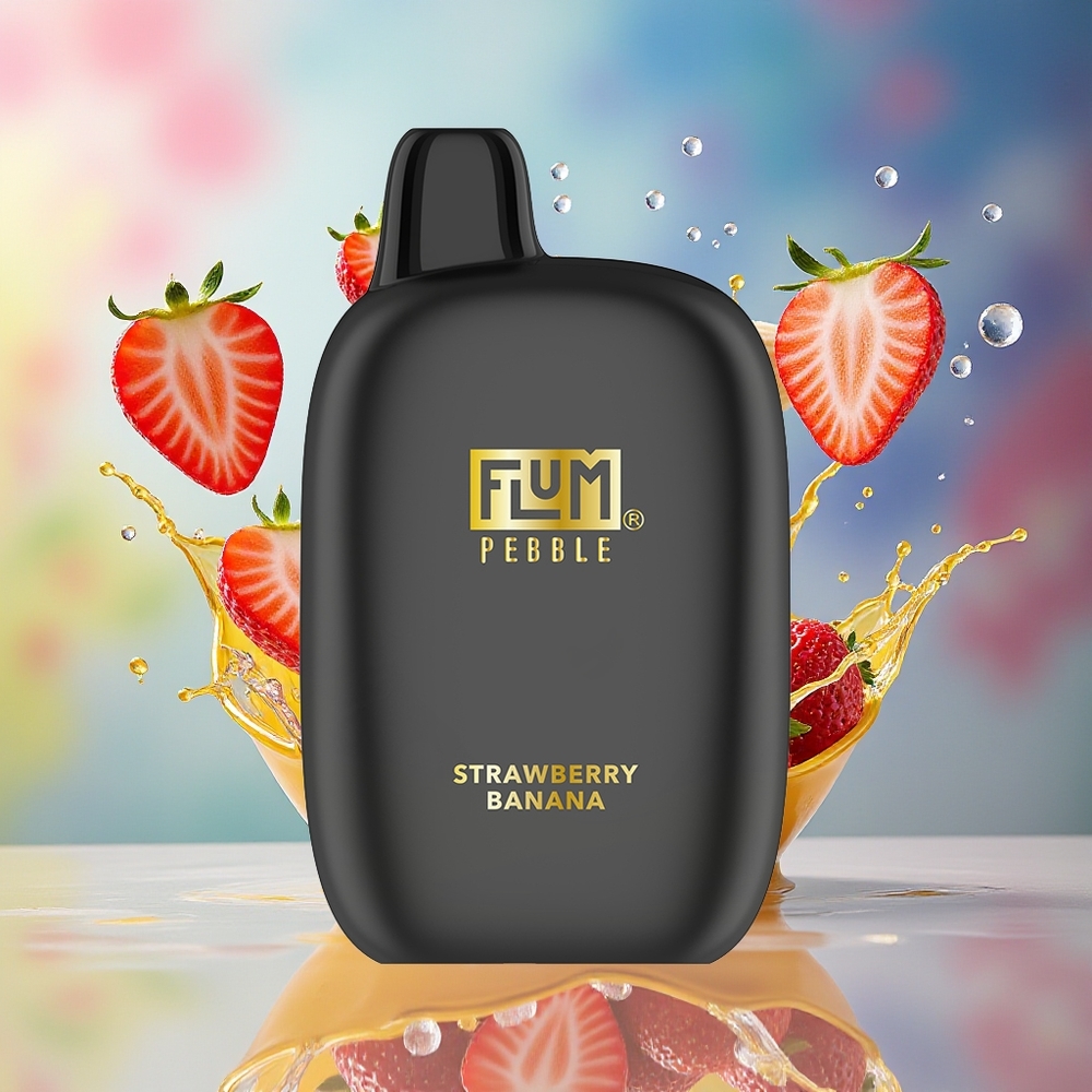 FLUM Pebble 6000 Norge Engros 10ml 5% 500mAh Mesh Coil Type-C Jordbær Banan
