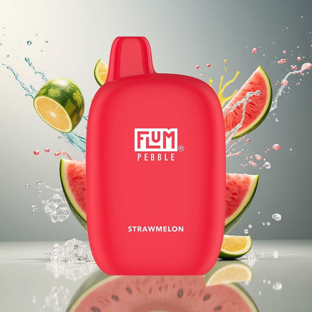FLUM Pebble 6000 Norge Engros 10ml 5% 500mAh Mesh Coil Type-C Jordbærmelon