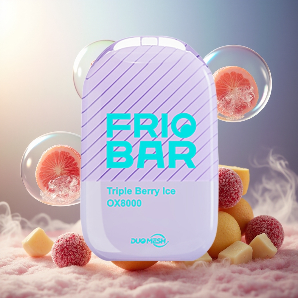FRIOBAR OX8000 Engangs Vape 8000 Trebær Is Norge Engros 16mL 50mg/mL 600mAh USB-C