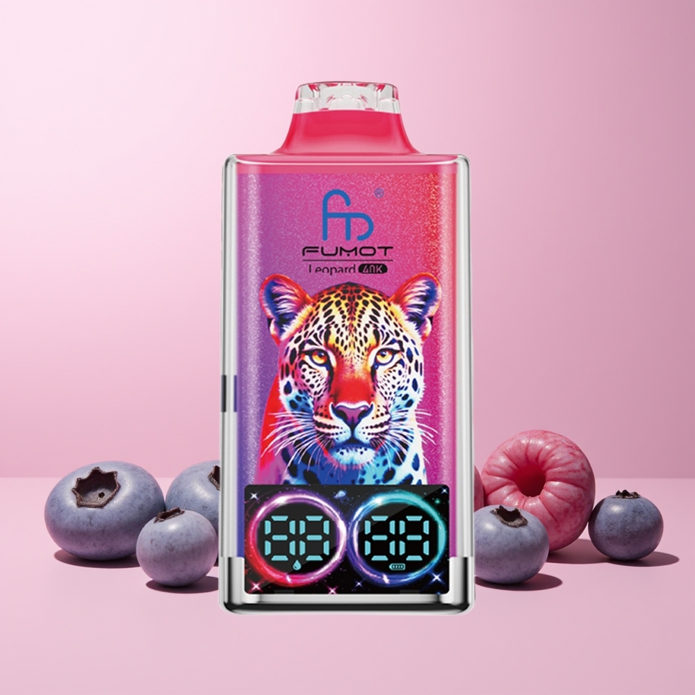 Fumot Leopard 40K Puffs 5% Nicotine Dual Mesh Norge Engros Blåbær Kirsebær Tranebær