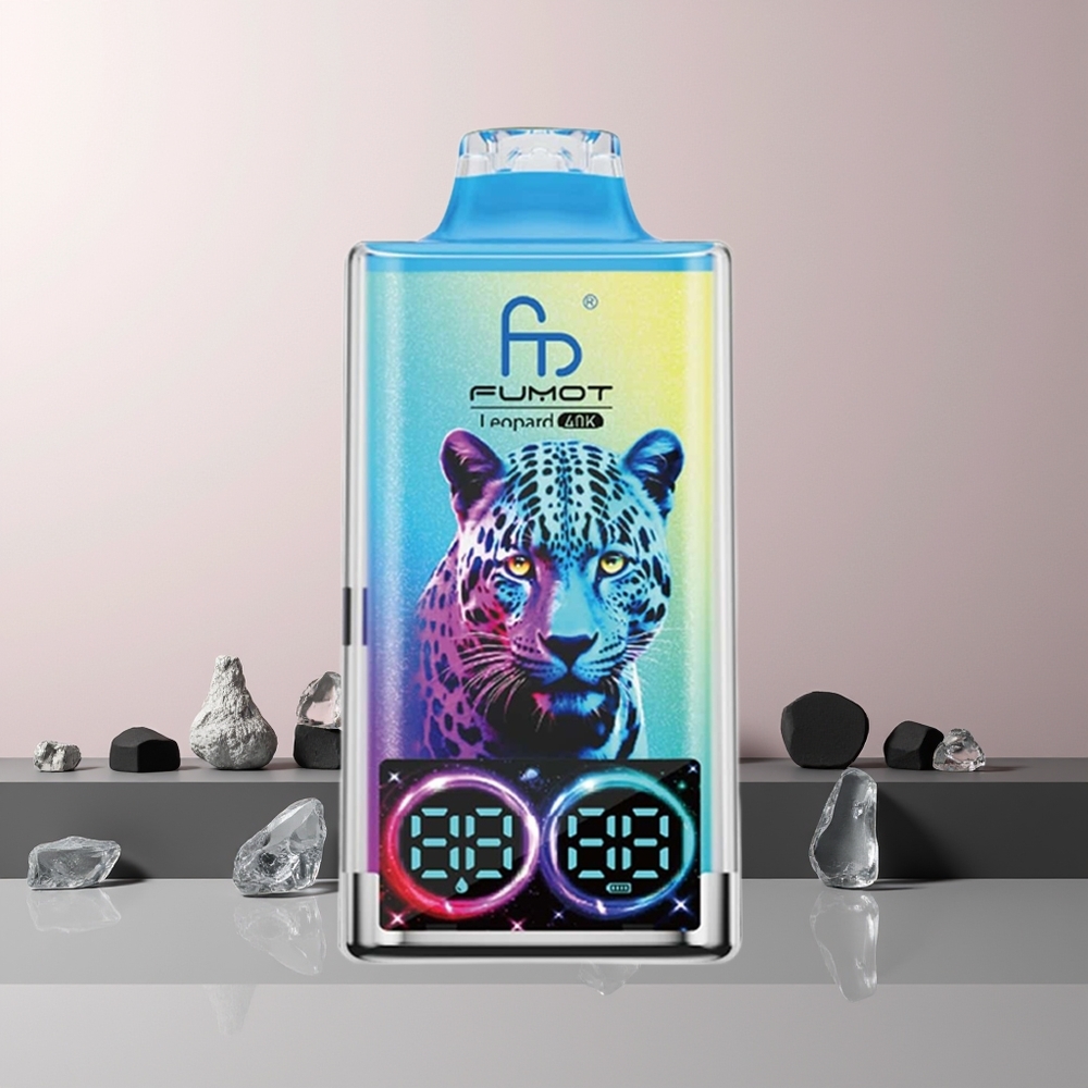 Fumot Leopard 40K Puffs 5% Nicotine Dual Mesh Type-C Digital Norge Engros Svart Drage Is