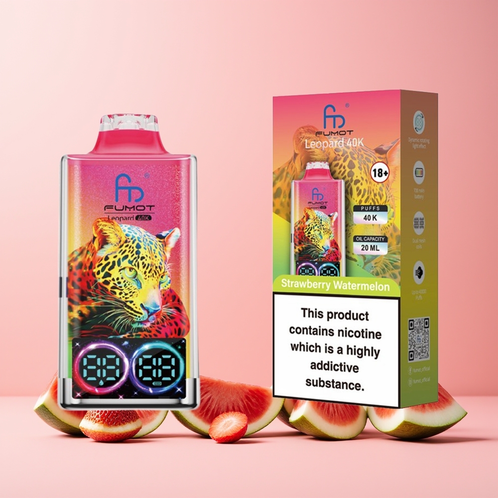 Fumot Leopard 40K Puffs Norge Engros 5% Nicotine 700mAh Type-C Jordbær Vannmelon