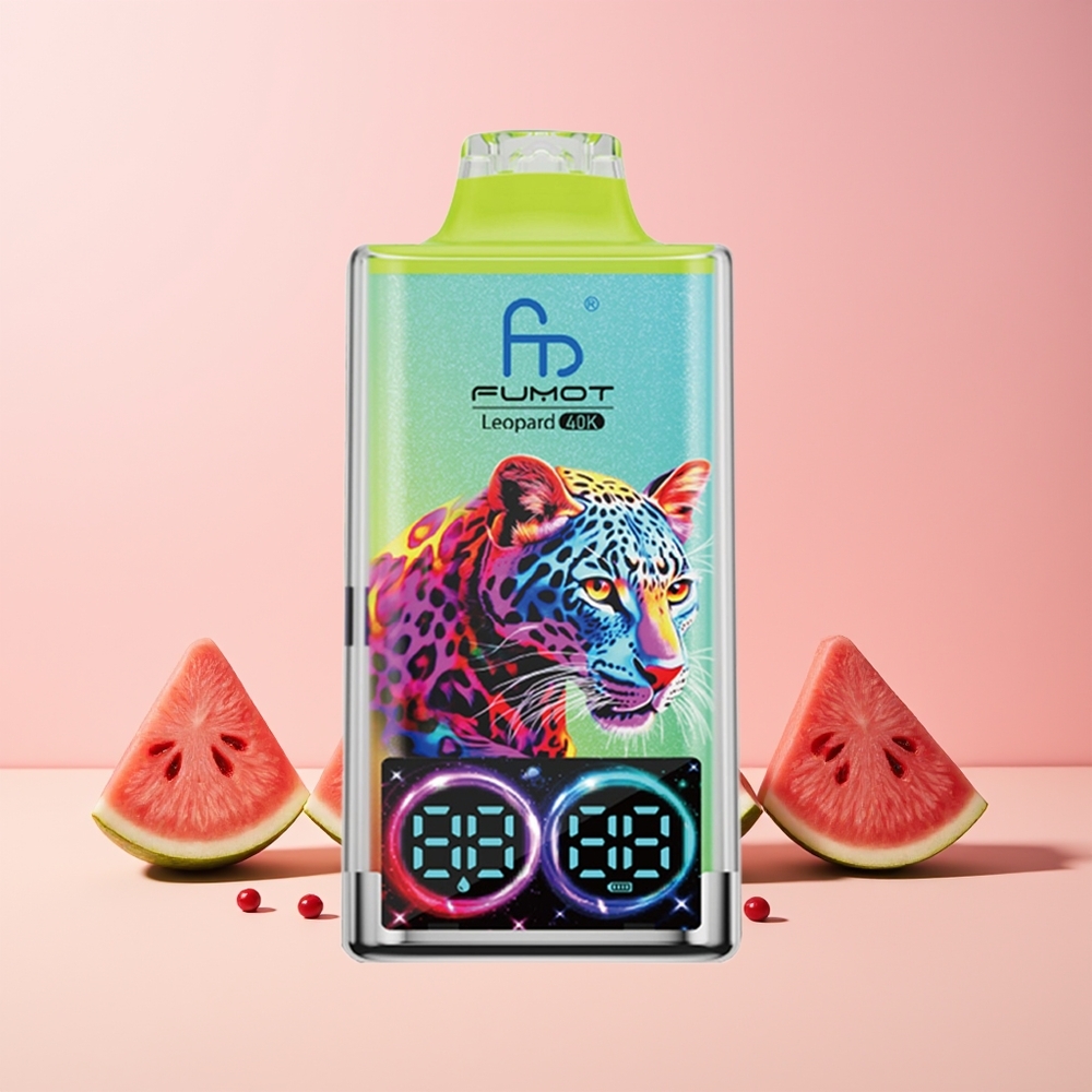 Fumot Leopard 40K Puffs Norge Engros 5% Nicotine Type-C Digital Display Vannmelon Is