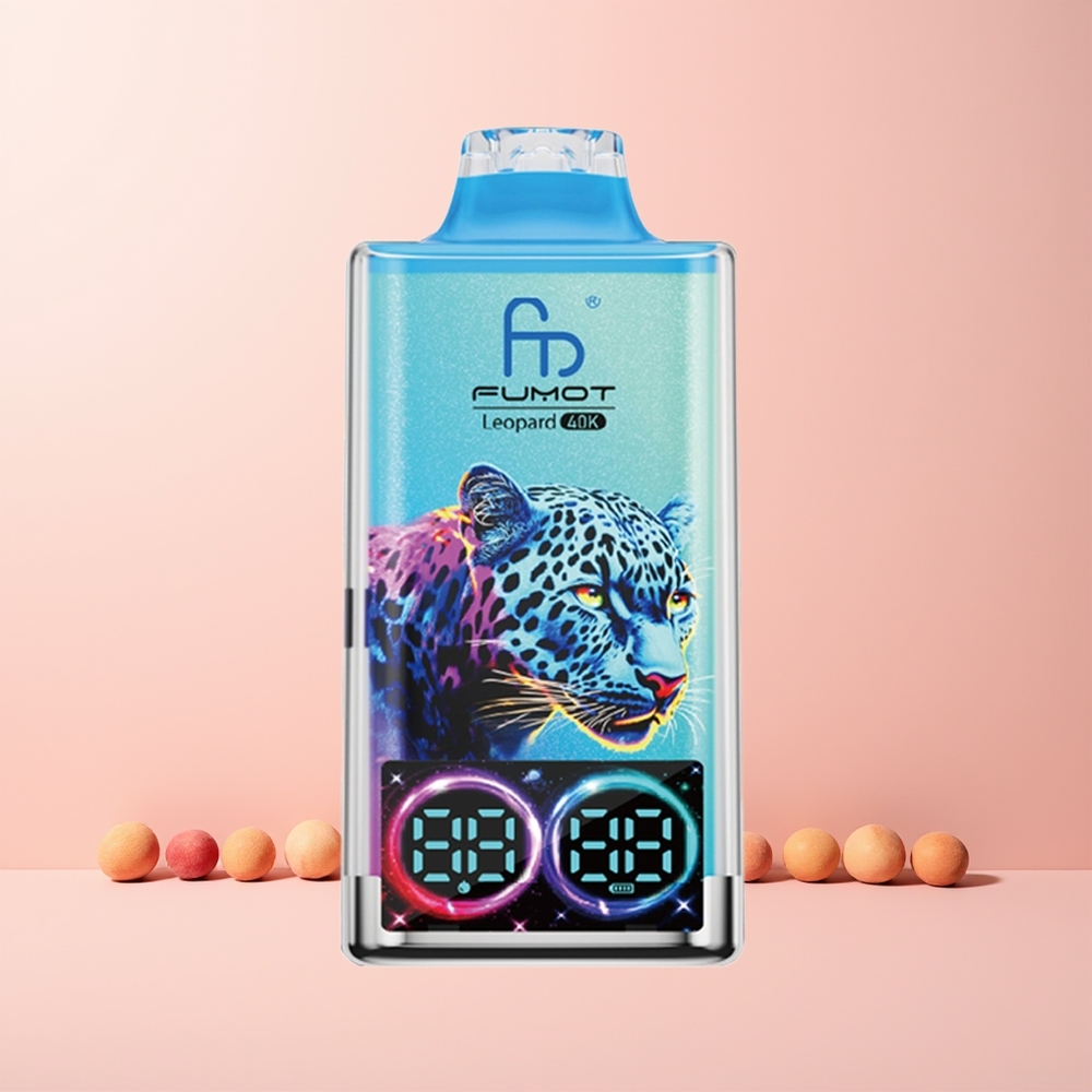 Fumot Leopard 40K Puffs Norge Engros Fersken Bær 5% Nicotine Type-C Dual Mesh Digital Display