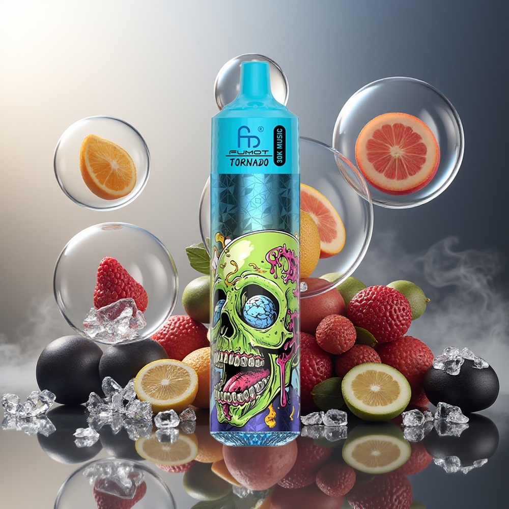 Fumot RandM Tornado 30000 Puffs 30mL 5% 600mAh LED Svart Is Norge Engros