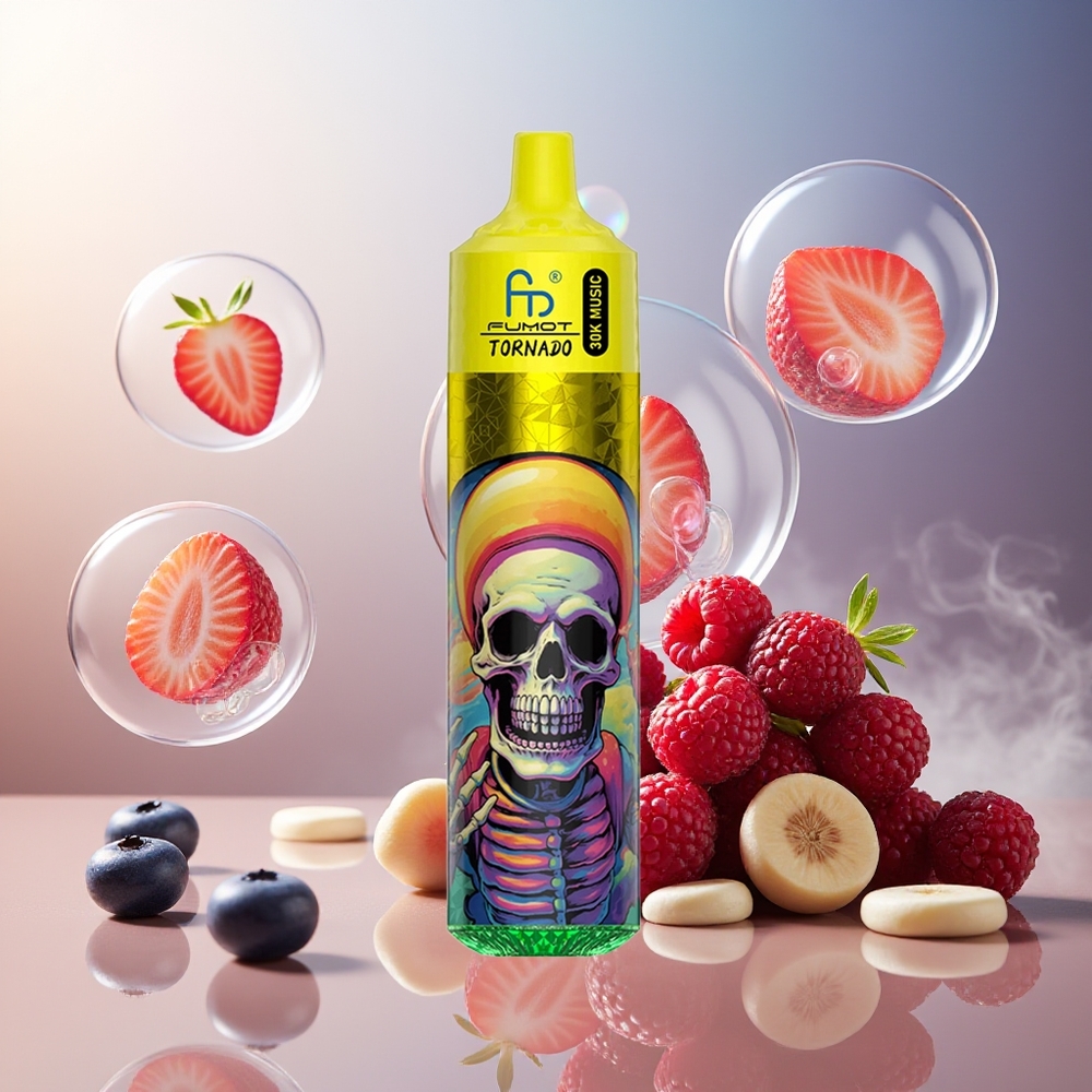 Fumot Randm Tornado 30000 30mL 2%/5% 600mAh LED Jordbær Blåbær Bringebær Norge Engros