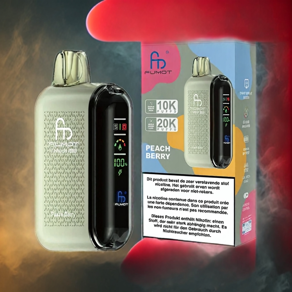 Fumot Tornado 20000 Puffs Dual Mesh 20ml Norge Engros Fersken Bær