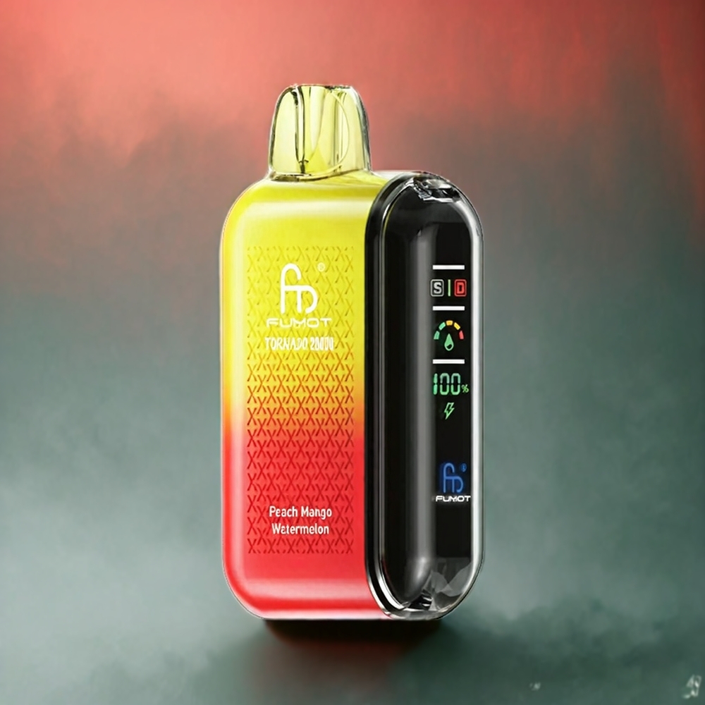 Fumot Tornado 20000 Puffs Dual Mesh Coil 20ml E-liquid Norge Engros Fersken Mango Vannmelon