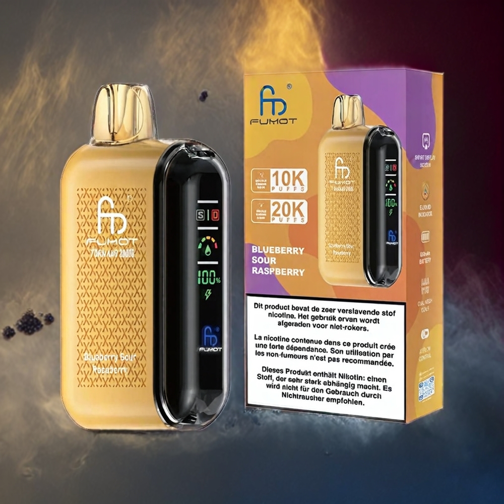 Fumot Tornado 20000 Puffs Dual Mesh Coil Blåbær Sur Bringebær Norge Engros