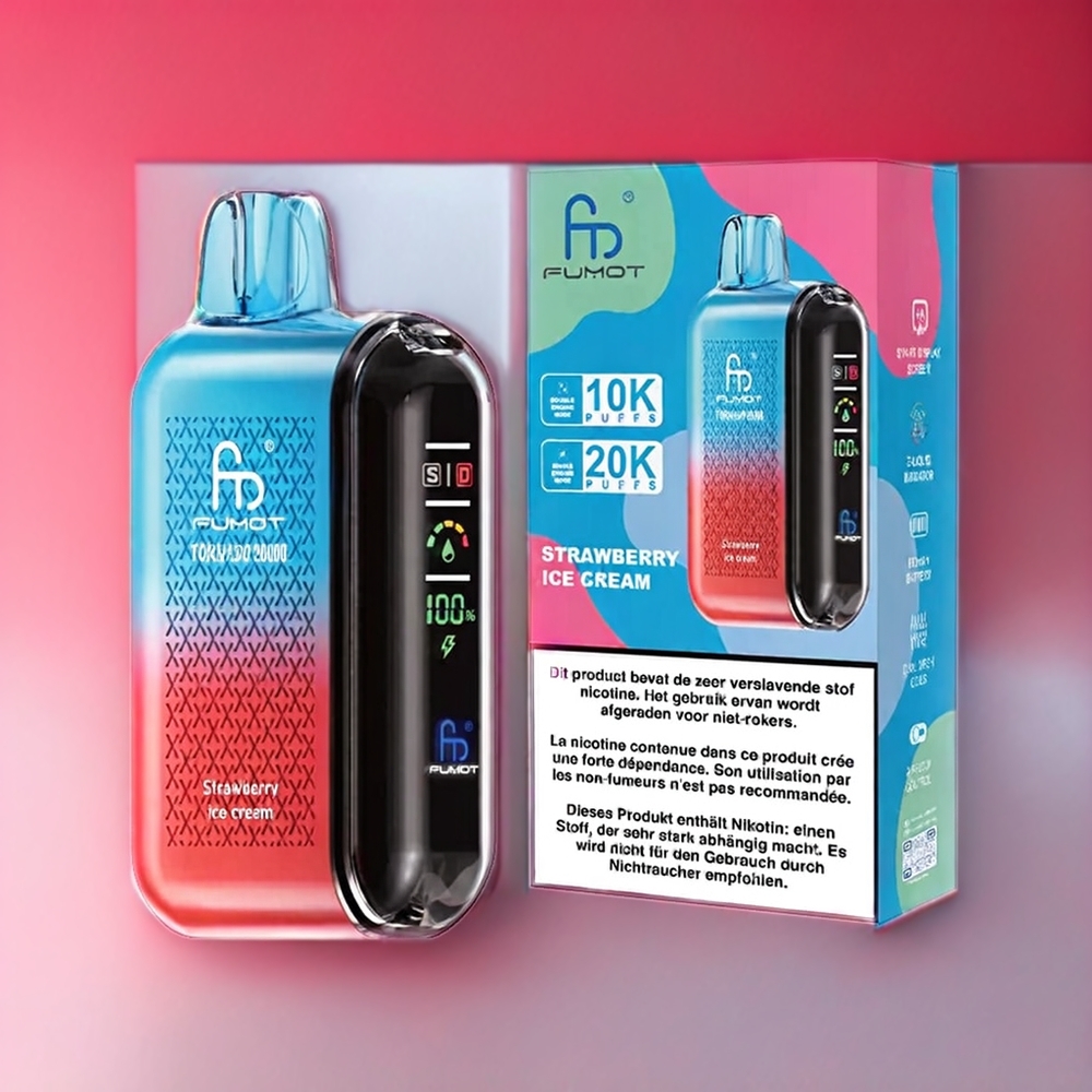 Fumot Tornado 20000 Puffs Dual Mesh Coil Jordbær Iskrem Norge Engros