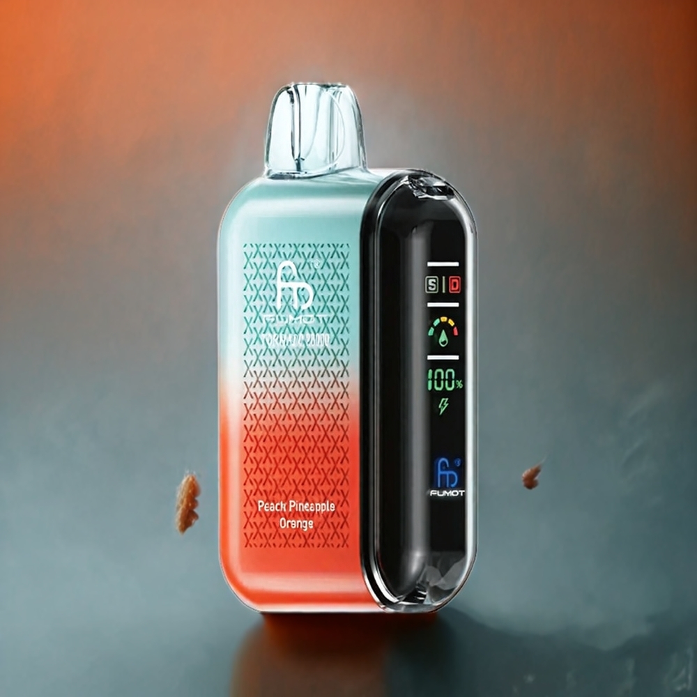 Fumot Tornado 20000 Puffs Dual Mesh Coil Smart Display Norge Engros Fersken Ananas Appelsin