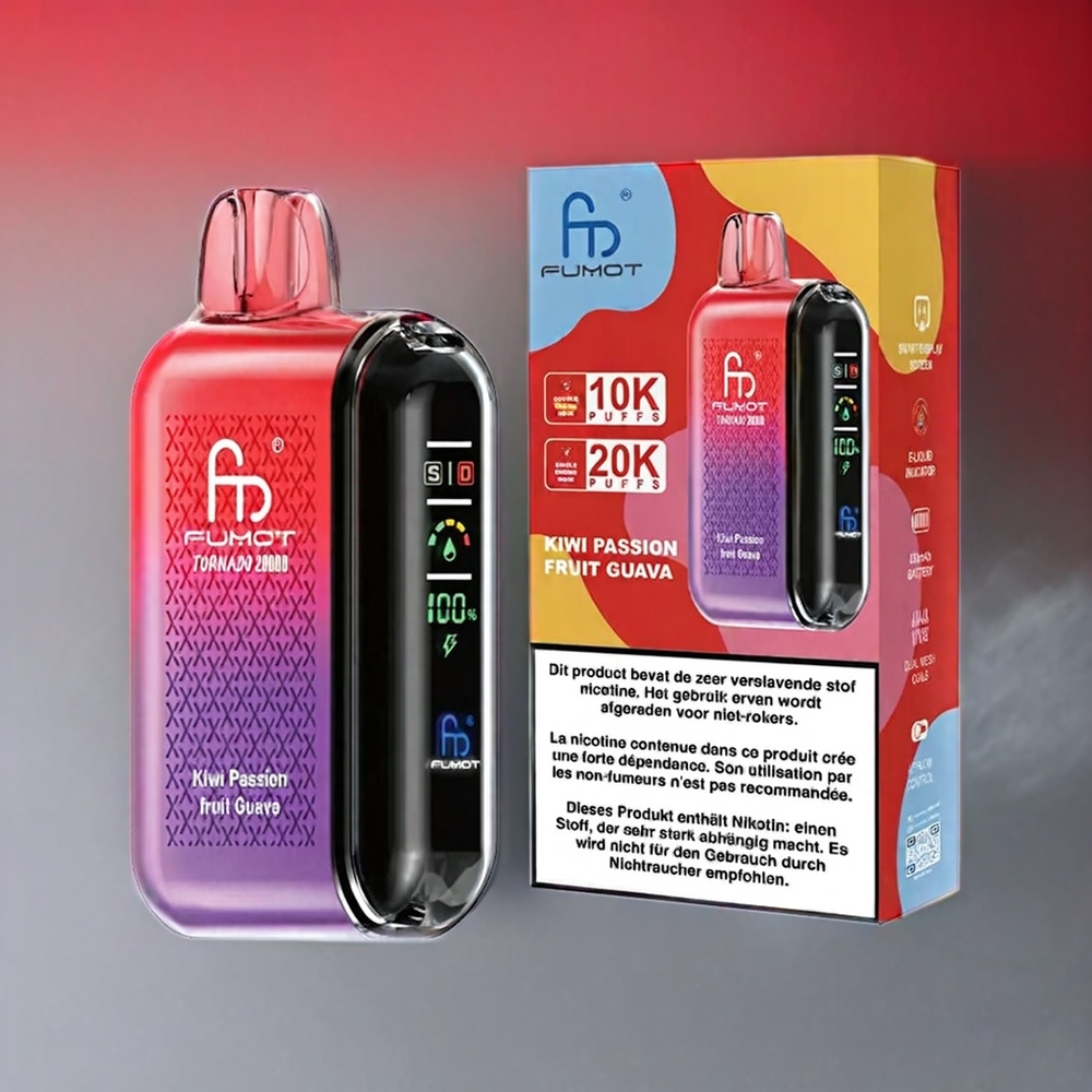 Fumot Tornado 20000 Puffs Norge Engros Dual Mesh Coil Kiwi Pasjonsfrukt Guava
