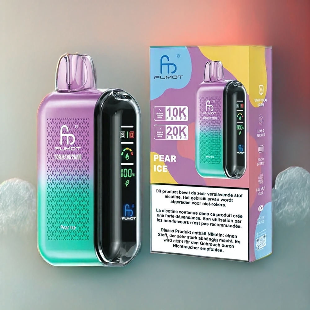 Fumot Tornado 20000 Puffs Norge Engros Dual Mesh Coil Smart Display Pære Is
