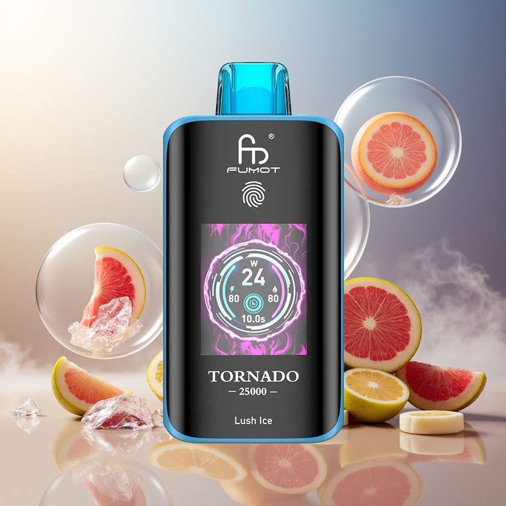 Fumot Tornado 25000 Puffs HD Skjerm 700mAh 20ml 0/2/3/5% Juicy Is Norge Engros