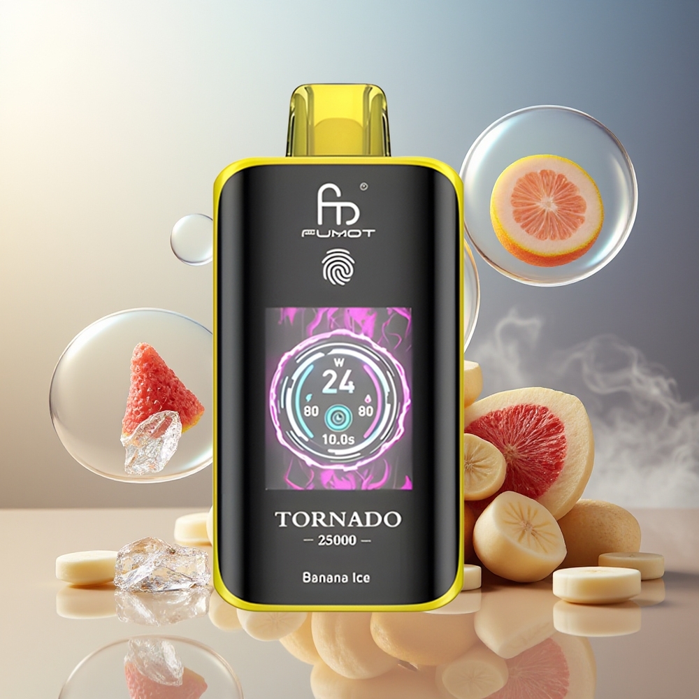 Fumot Tornado 25000 Puffs HD Skjerm 700mAh 20ml Bananis Norge Engros