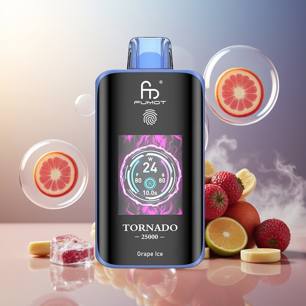 Fumot Tornado 25000 Puffs HD Skjerm 700mAh 20ml Druer Is Norge Engros