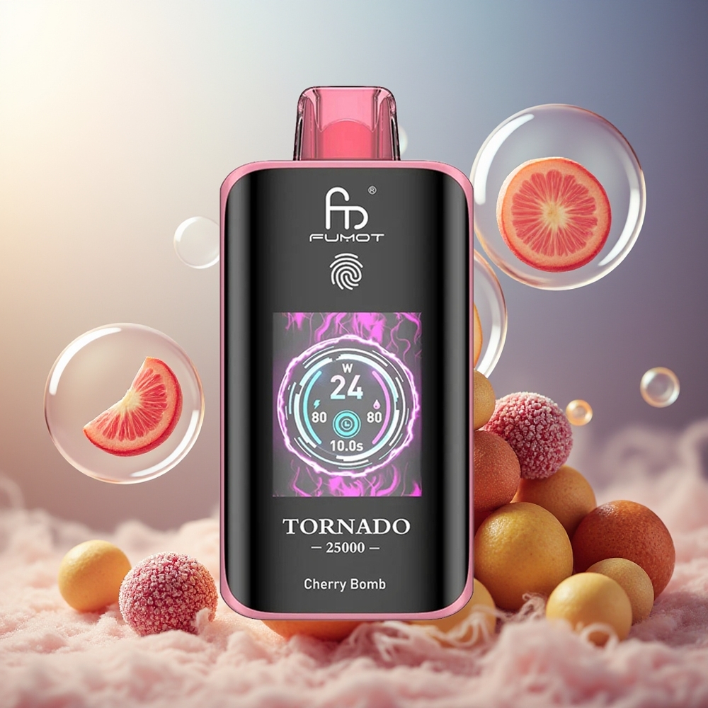 Fumot Tornado 25000 Puffs HD Skjerm 700mAh 20ml Kirsebombe Norge Engros