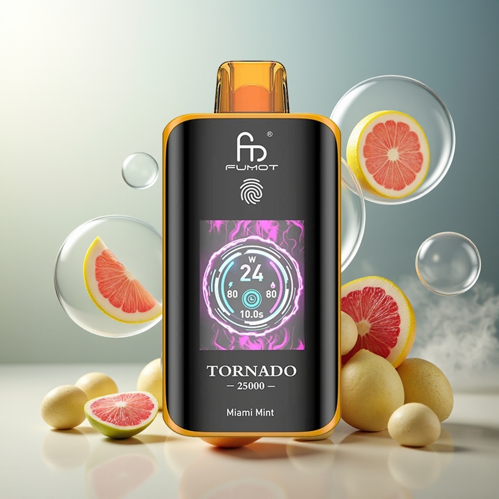 Fumot Tornado 25000 Puffs HD Skjerm 700mAh 20ml Norge Engros Miami Mynte