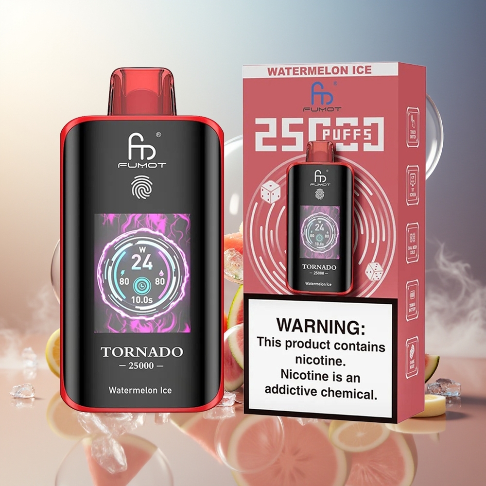 Fumot Tornado 25000 Puffs HD Skjerm 700mAh 20ml Vannmelon Is Norge Engros