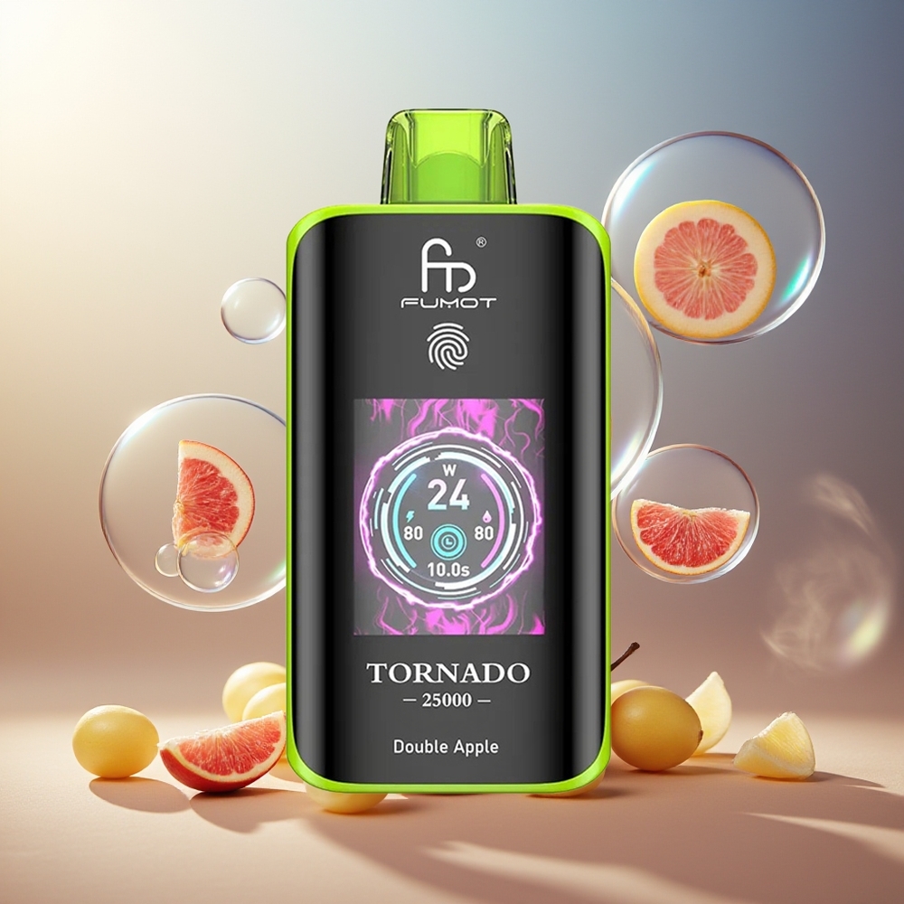 Fumot Tornado 25000 Puffs Norge Engros Dobbel Eple HD Skjerm 700mAh 20ml Type-C