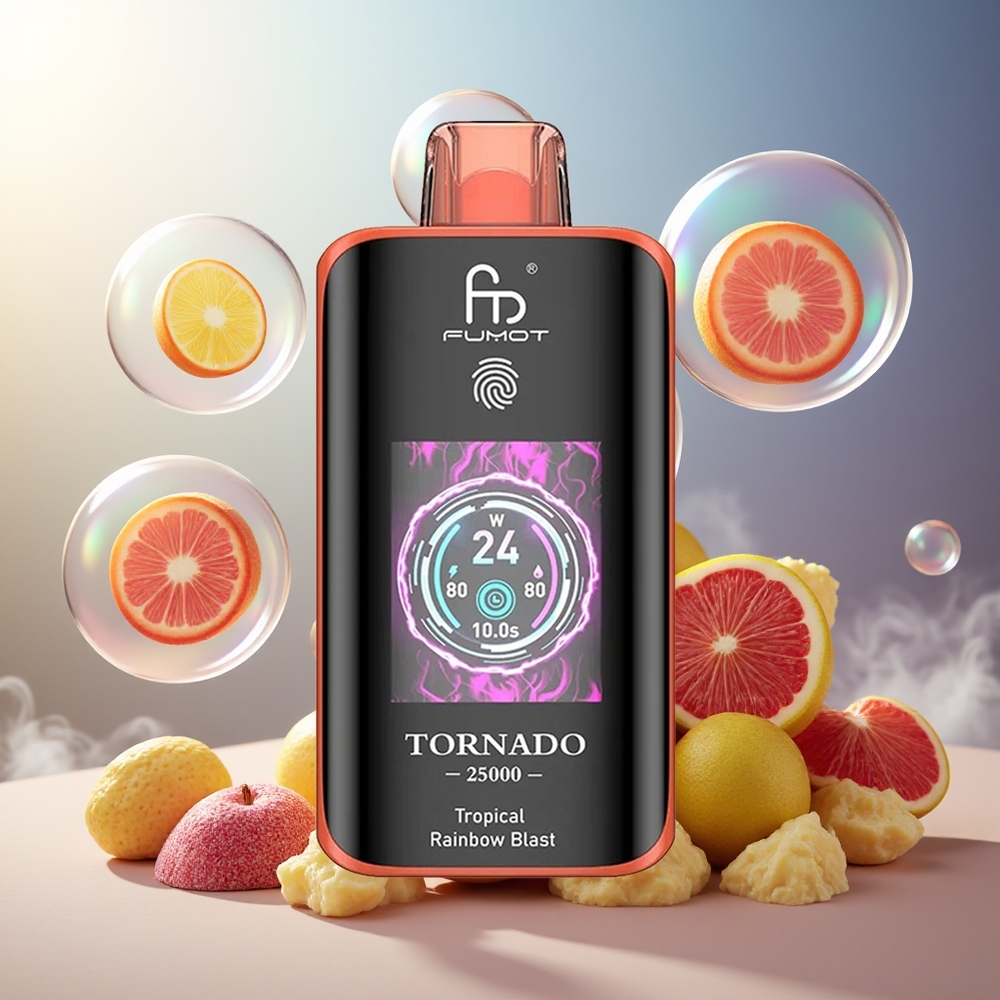 Fumot Tornado 25000 Puffs Norge Engros HD Skjerm 700mAh 20ml Tropisk Regnbueblast