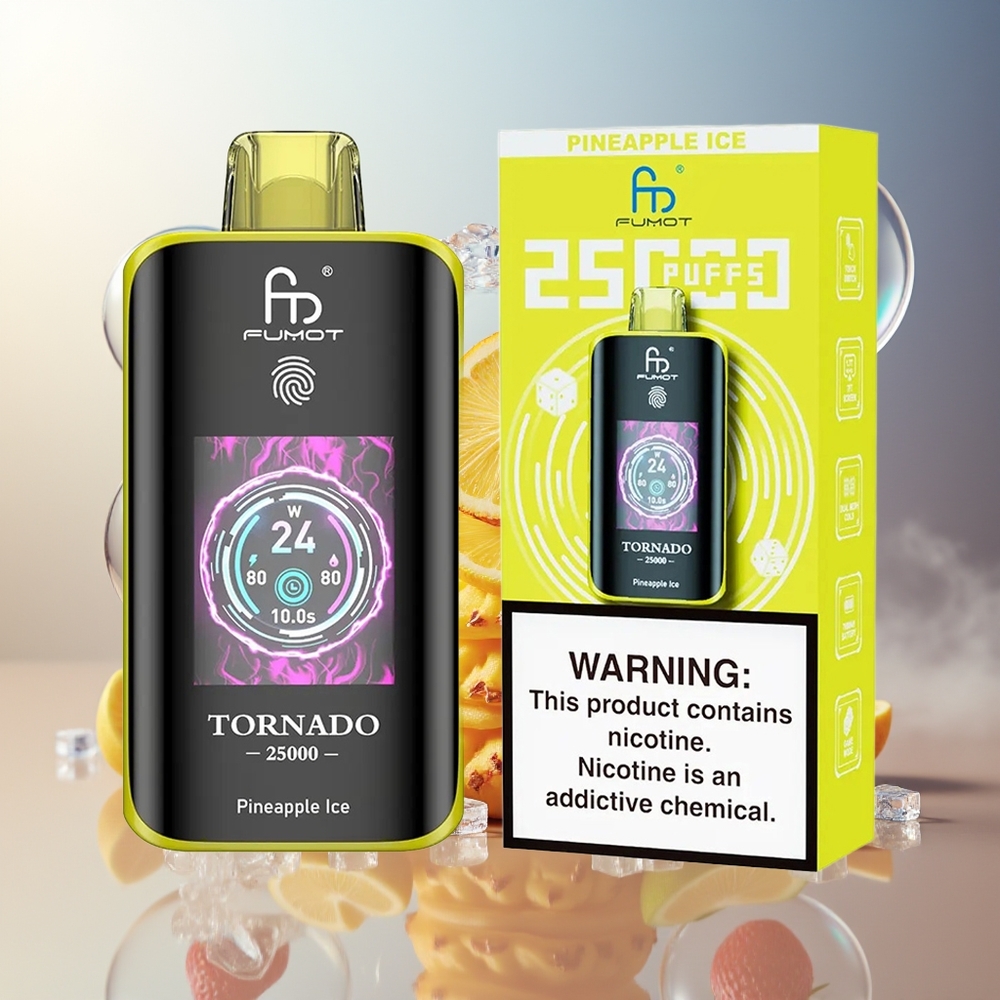 Fumot Tornado 25000 Puffs Norge Engros HD Skjerm 700mAh Ladebar 20ml Ananas Is