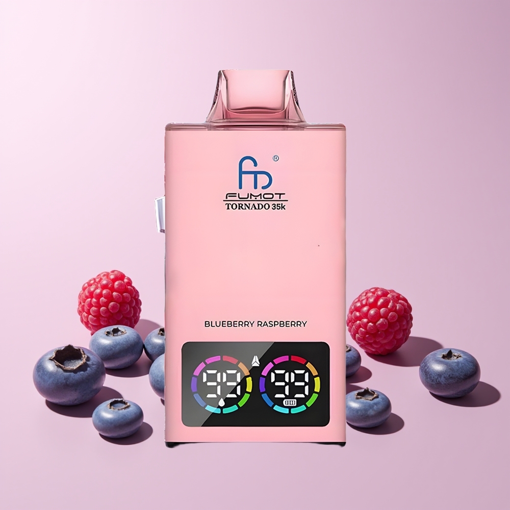 Fumot Tornado 35000 Dual Mesh 15ml Blåbær Bringebær Norge Engros