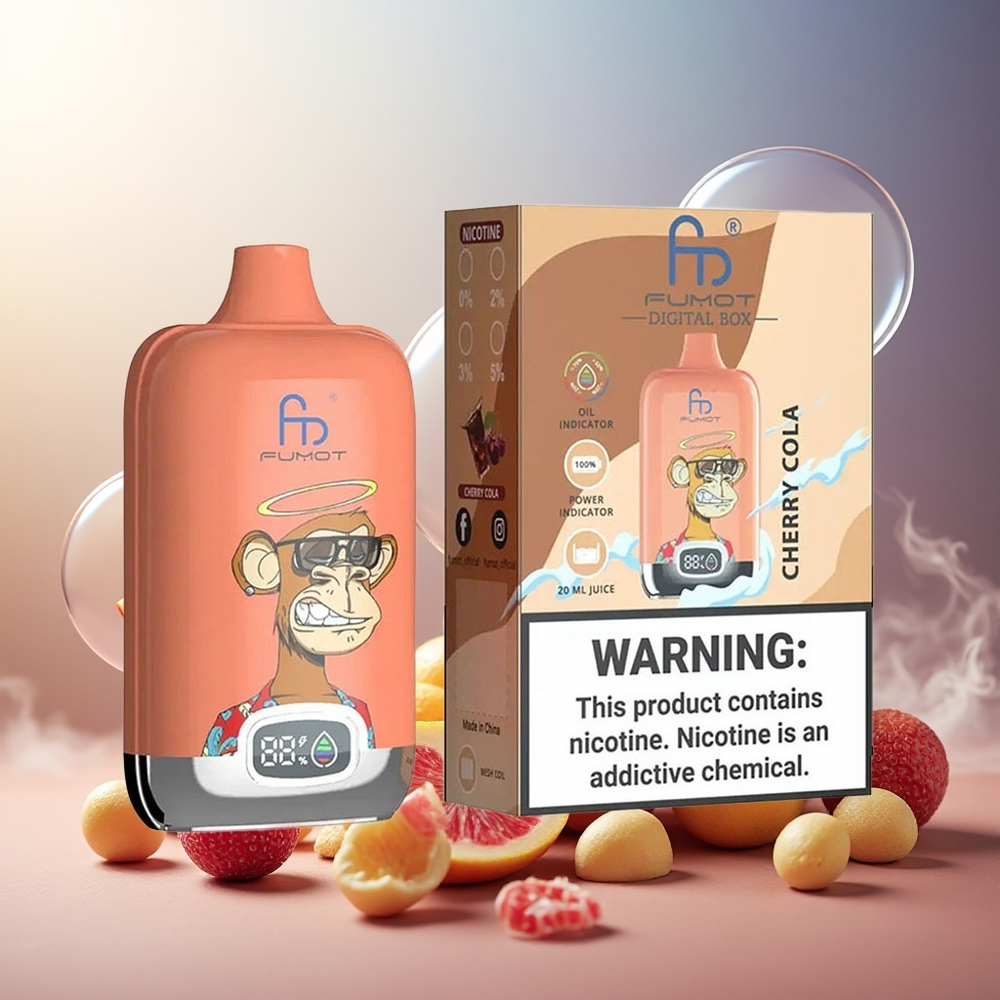 Fumot Tornado Digital Box 12000 Puffs Engros Norge 20ml MESH Type-C Kirsebær Cola